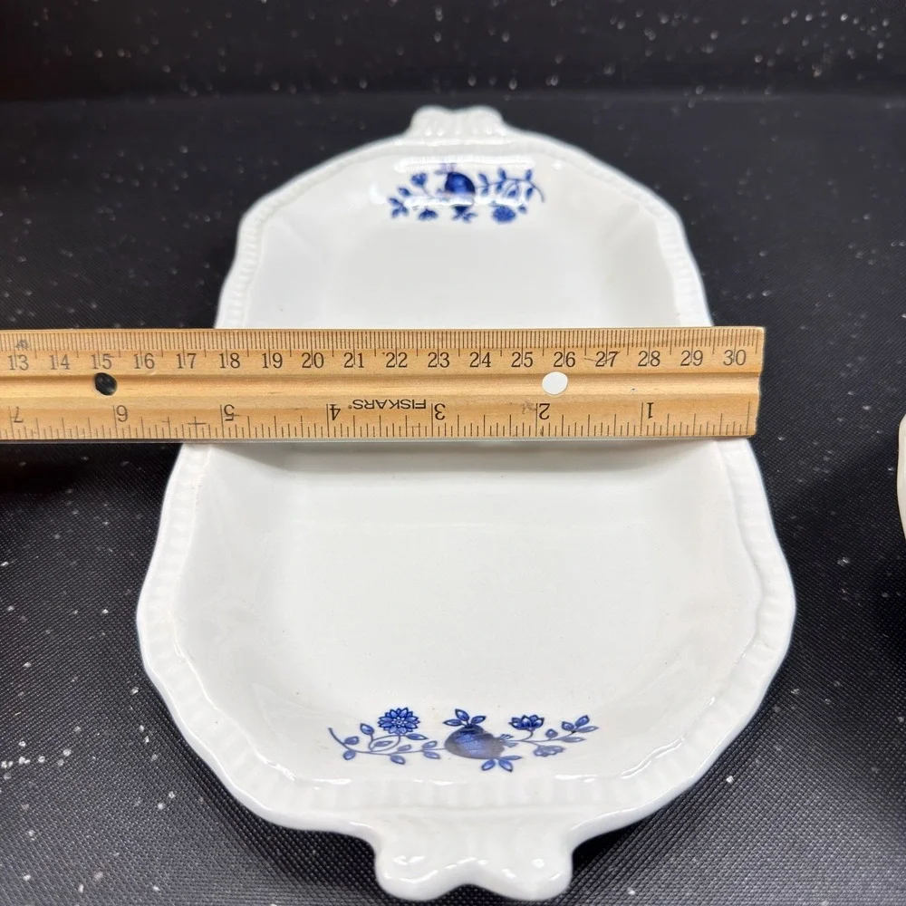 Kensington Staffordshire Ironstone Blue Onion Butter Dish Handcrafted England